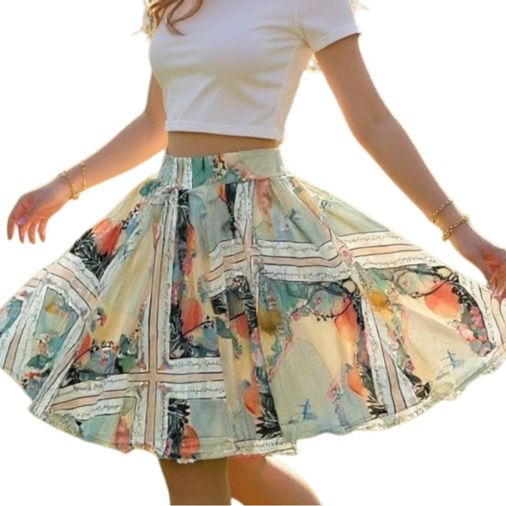 Floral Print Pleated Skirt - Picture 3 of 7